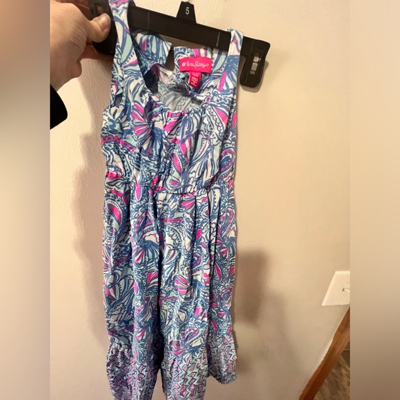 Lilly Pulitzer Target Girls Blue Pink Patterned Maxi Dress Tie Back - girls 4/5 - Picture 2 of 3